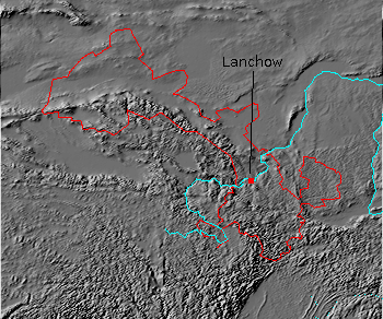 Digital relief map of Kansu province, China