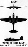 3-view diagram of Ki-48 "Lily"