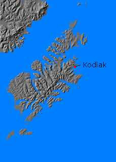 Relief map of Kodiak Island