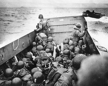 Photograph of troops in an
                  LCVP