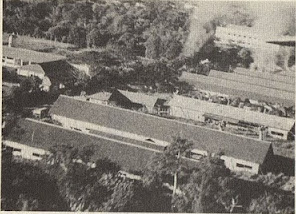 Aerial photograph of Los Banos camp about to be liberated