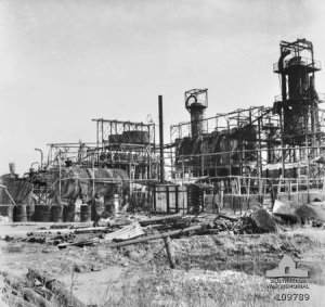 Photograph of demolished Lutong refinery