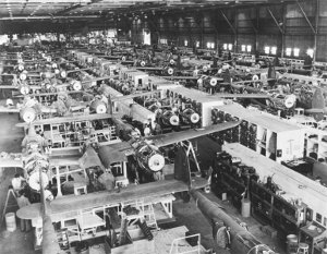 Photograph of Lockheed Burbank assembly line