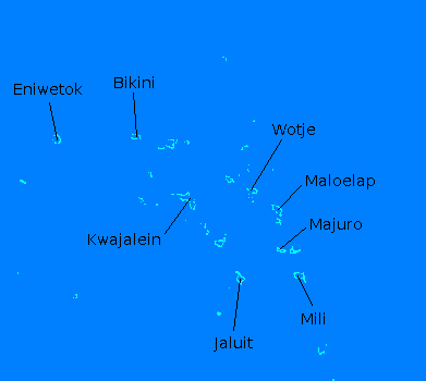 Digital relief map of Marshall Islands