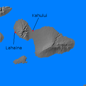 Relief map of Maui