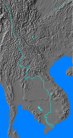 Digital relief map of Mekong River