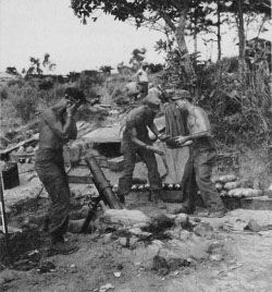 Photograph of 4.2" mortar in action at Okinawa