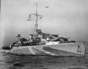 Photograph of HMS kite, a modified Black Swan class sloop