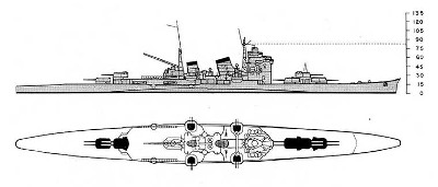 Schematic of Myoko-class cruiser