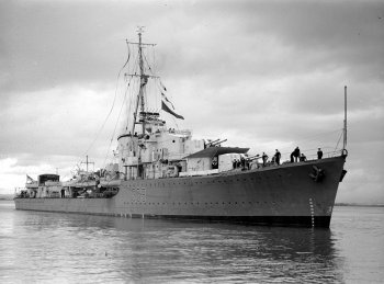 Photograph of HMAS Nizam, a Napier class destroyer