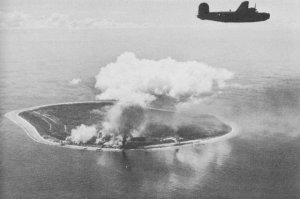 Photograph of Nauru under aerial attack