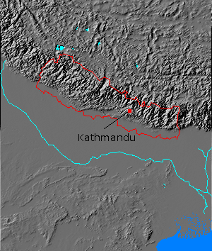 Relief map of Nepal