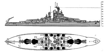 Schematic diagram of Nevada class battleship
