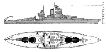 Schematic of New Mexico class battleship