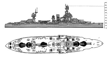 Schematic diagram of New York class battleship