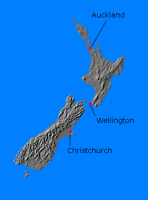 Relief map of New Zealand