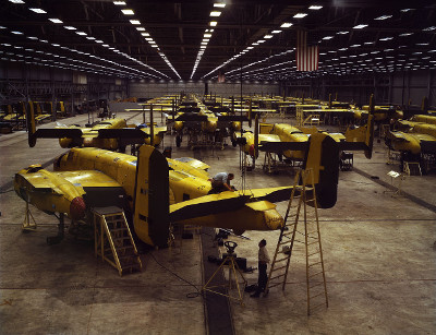 North American B-25 assembly line in Kansas City