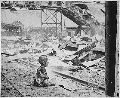 Photograph of aftermath of a Japanse bombing raid in China