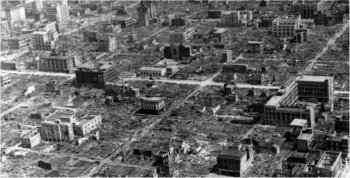 Photograph of Osaka after incendiary bombing attack