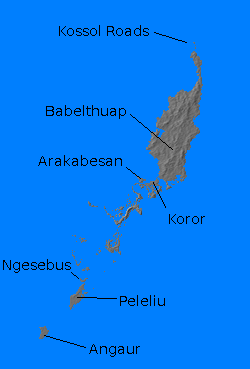 Relief map of Palau Islands