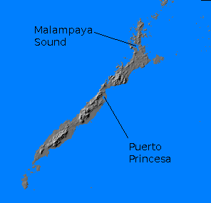 Relief map of Palawan