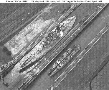 Photograph of warships transiting the Panama Canal