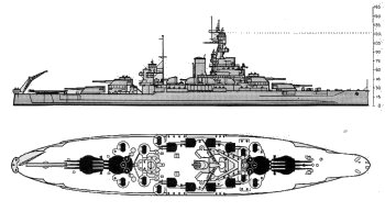 Schematic diagram of Pennsylvania class battleship