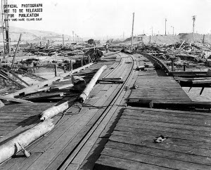 Photograph of Port Chicago following the disaster of 17 July 1944