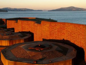 Photograph of gun battery bases at the Presidio of San Francisco