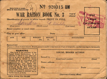 Photograph of U.S. ration book
