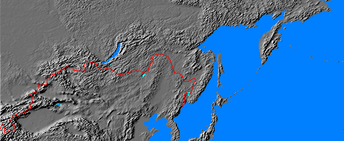 Relief map of eastern Russia