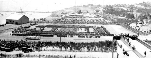 Photograph of military funeral at San Pedro Naval Station
