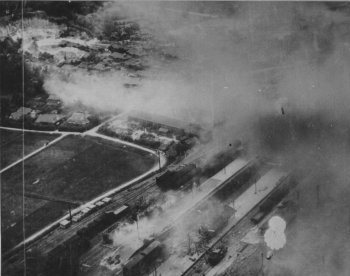 Photograph of Sendai during bombing raid