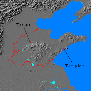 Digital relief map of Shantung province, China