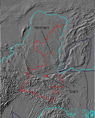 Digital relief map of Shensi province, China