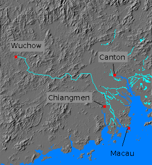Digital relief map of Si River area, China
