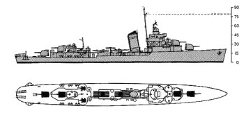 Schematic diagram of Sims class destroyer