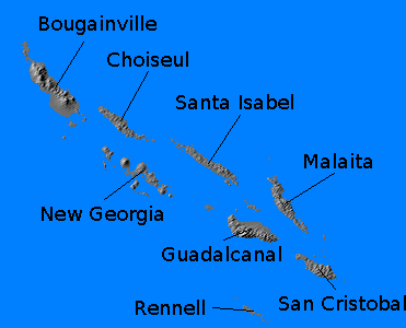 Relief map of Solomon Islands