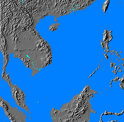 Relief map of South China Sea