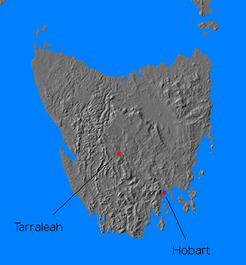 Relief map of Tasmania