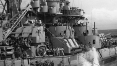 Twin 5" gun turrets on USS Massachusetts