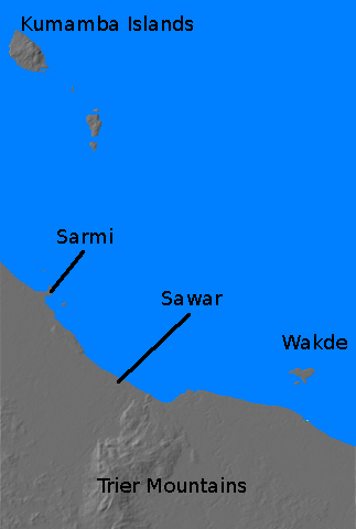 Digital relief map of Wakde area