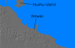 Digital relief map of Wewak area