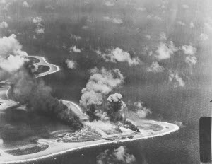 Photograph of Woleai under attack