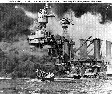 Photograph of wrecked ships at Pearl Harbor