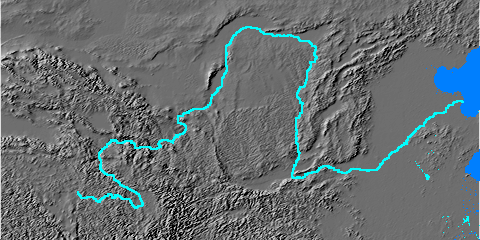 Digital relief map of Yellow River watershed