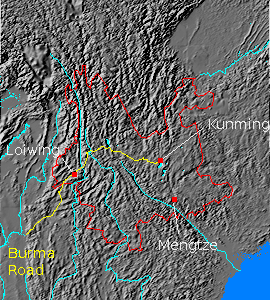 Digital relief map of Yunnan province, China